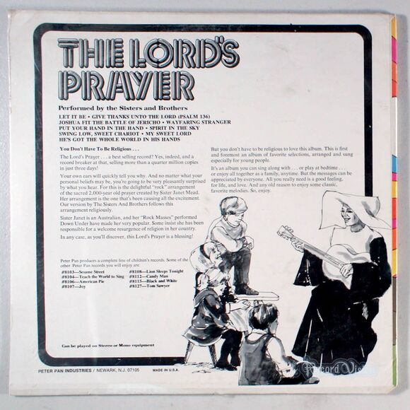 The Lord's Prayer (1974) [SEALED] Vinyl LP • Christian • Peter Pan Records - Picture 2 of 2
